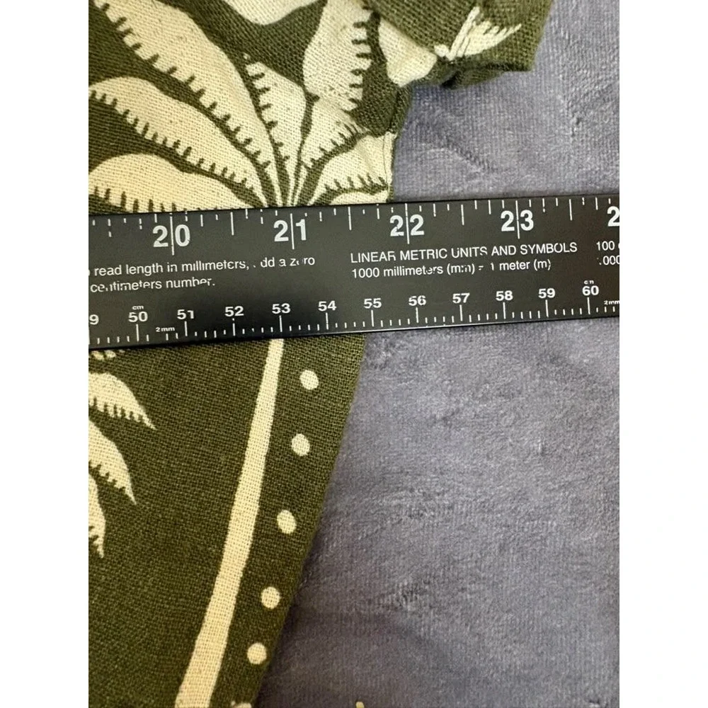 Tahari Olive Green Linen Blend Palm Tree Print Belted Shirt Dress Large NWT